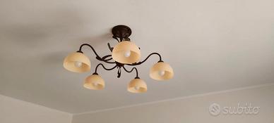 Lampadario Lam vetro e metallo 