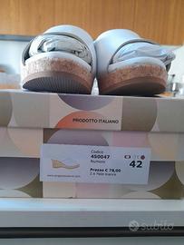 Sandali Sabot Ghigo Pelle Bianca Zeppa Sughero 42