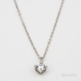 Collana oro bianco 9kt punto luce con zircone S.71