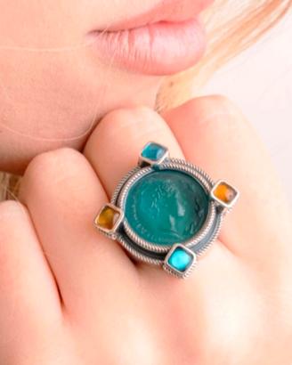 Anello Gerardo Sacco  "Paste Vitree" Volto Hera