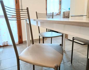 Tavolo moderno  - Olmo e Bianco Lucido 130(170)x85