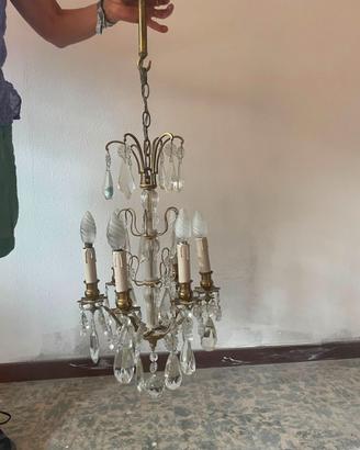 Lampadario vintage a mongolfiera 6 luci in vetro