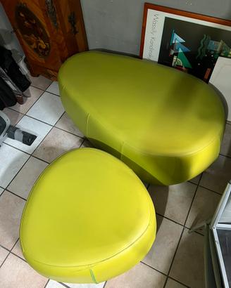 Set puff modulare pelle sky verde 8 sedute nuovi m