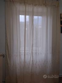 tende 2 pezzi Ricamata 150x290 cm misto lino nuovo