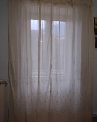 tende 2 pezzi Ricamata 150x290 cm misto lino nuovo