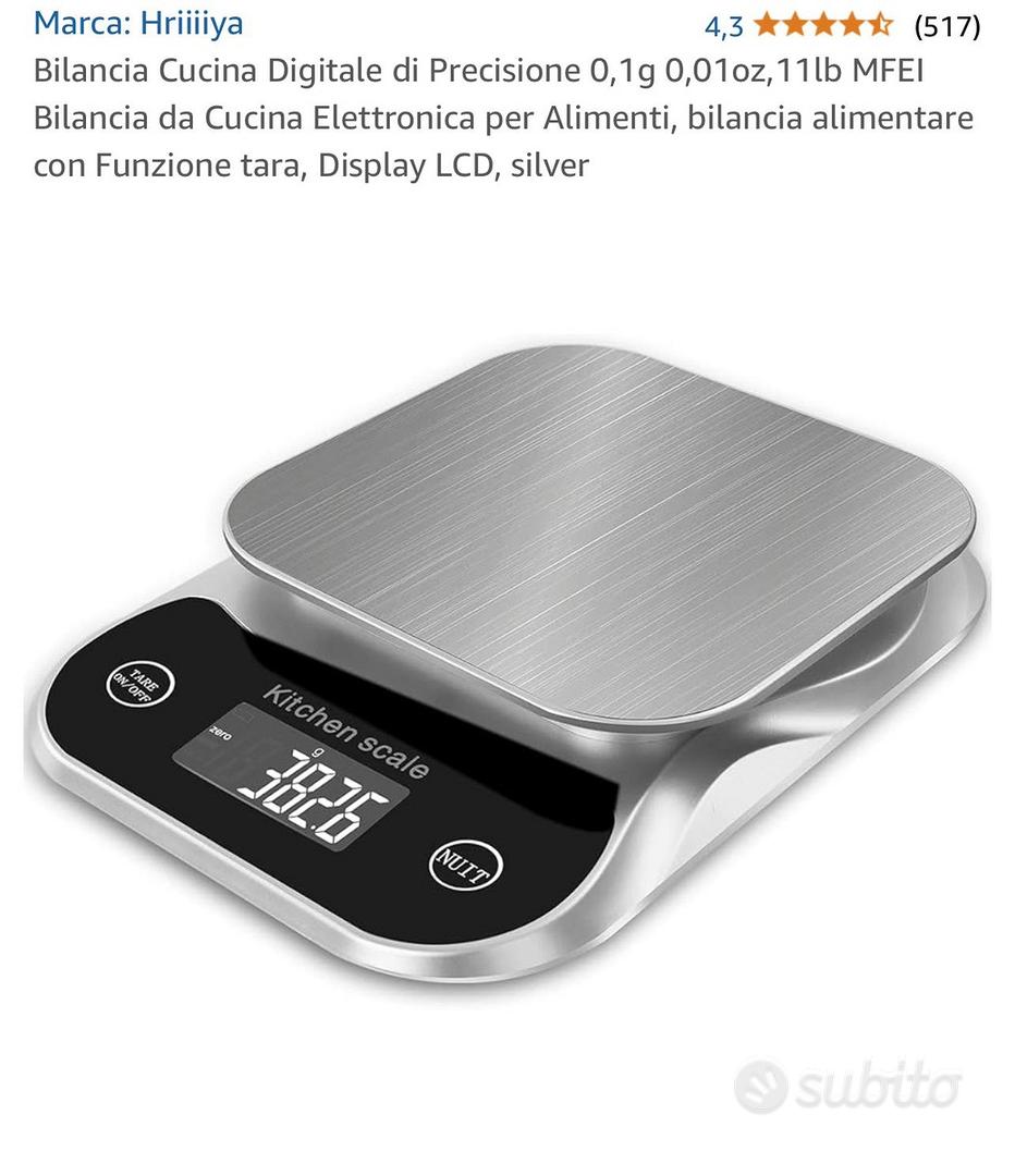 Bilancia da cucina digitale, 10 kg, con display LCD e funzione tara, bilancia da cucina per la cottura e la preparazione di ricette, per misurare ingredienti, precisione di 1 g - (Nero