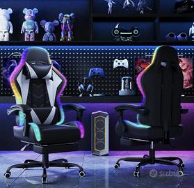 Sedia Gaming  RGB con massaggio e poggiapied