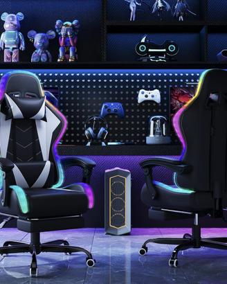 Sedia Gaming  RGB con massaggio e poggiapied