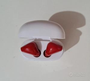Cuffie auricolari bluetooth rosse e bianche