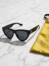 Occhiali neri Gucci cat eye GG oro originali