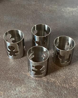 Set 4 Portatovaglioli Alessi "Girotondo"  inox