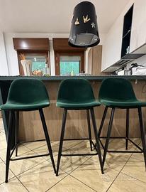 Sgabello velluto verde