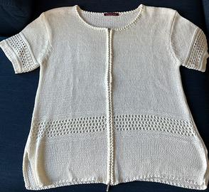 Golf cardigan bianco cotone ricamato