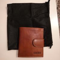 Portafogli portacarte artigianale in pelle marrone