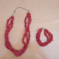 Coordinato collana/bracciale vetro effetto corallo