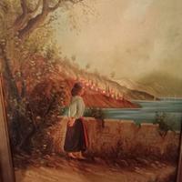 Quadro olio su tela con cornice dorata 90x70