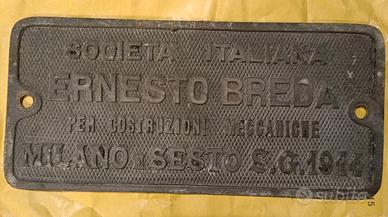 targa locomotiva Ernesto Breda inizi 900 Fs