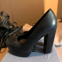 Scarpe con tacco ecopelle nera prima donna