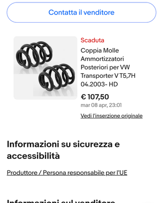 Molle ammortizzatore honda crv serie 3