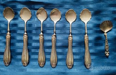 ANTICO SET 6 CUCCHIAINI LAMINA ARGENTO 800+1 FREE