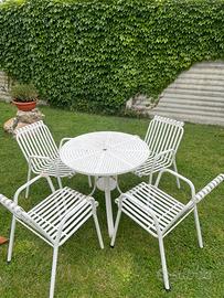 Set da giardino in ferro bianco (tavolo+4 sedie)