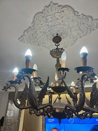 lampadario in bronzo e ottone 