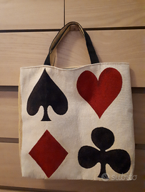 Borsa fatta a mano con manici disegno 4 assi