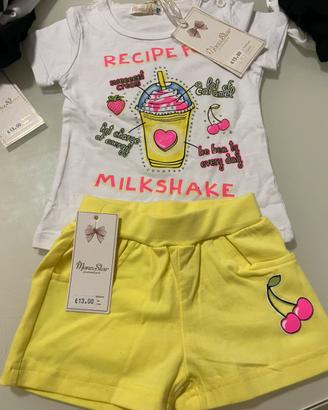 2 completi bambina: 2 pantaloncini e 2 maglie