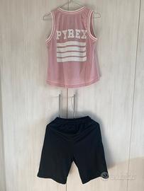 Completo Pyrex pantalone nero + canotta rosa XS