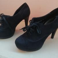 SCARPE NERE SCAMOSCIATE CON TACCO