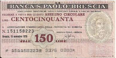 Miniassegno Banca S. Paolo - Brescia