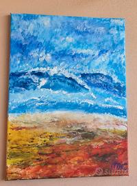 Quadro Astratto "Caldo abbraccio delle onde" 30×40
