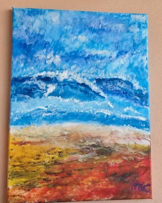 Quadro Astratto "Caldo abbraccio delle onde" 30×40