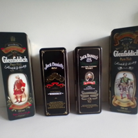 Scatole Latta whisky Glenfiddich e Jack Daniel vin