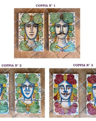 Mattonella riggiola terracotta maiolica Teste Moro