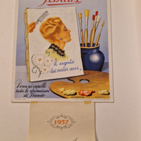 Cartoncino pubblicitario calendario cartello 1957