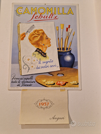 Cartoncino pubblicitario calendario cartello 1957