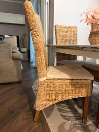 Set 4 sedie in corda di banano-stile naturale/Boho