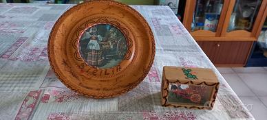 Carretto siciliano+quadro sicilia in legno quadro