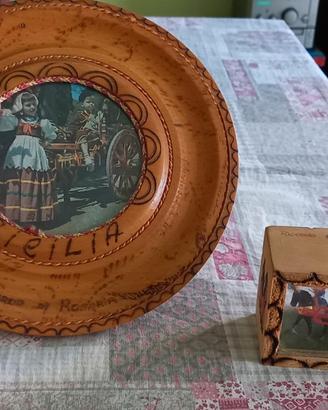 Carretto siciliano+quadro sicilia in legno quadro