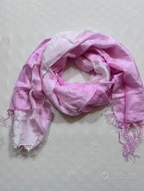 Foulard in 100% seta bianco rosa 92x165 cm