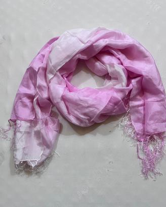Foulard in 100% seta bianco rosa 92x165 cm