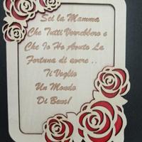 Quadretto/Targhetta con rosa/cuore per la mamma