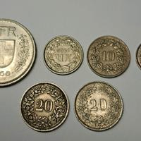 Lotto 6 Monete Svizzere Rame-Nickel (1932-196