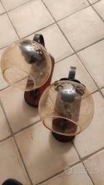 coppia appliques in ferro battuto e legno 