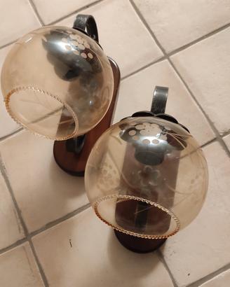 coppia appliques in ferro battuto e legno 