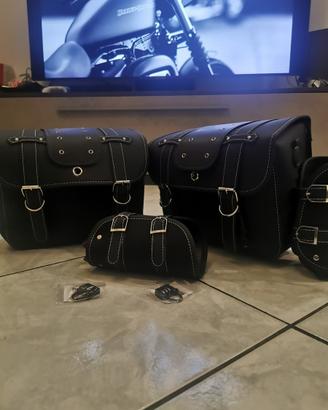 Set borse laterali moto per harley custom chopper