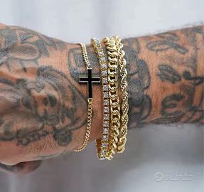 Set con 4 bracciali - Catena, Tennis e Croce