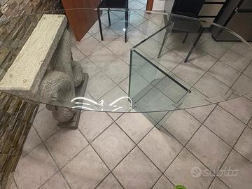 tavolo ovale 180x90 in cristallo e pietra