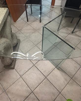 tavolo ovale 180x90 in cristallo e pietra